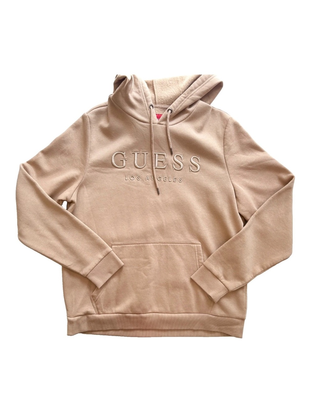 GUESS Men’s L Cream Logo Crewneck Hoodie Pullover